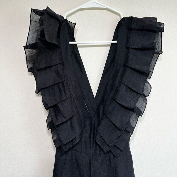 Keepsake Black V Neck Ruffle Romper Remind Me Playsuit XS NEW - Picture 3 of 10